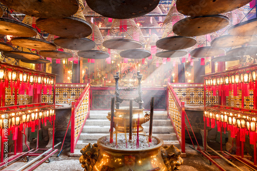 Canvas Print Interior of  Temple in Hong Kong