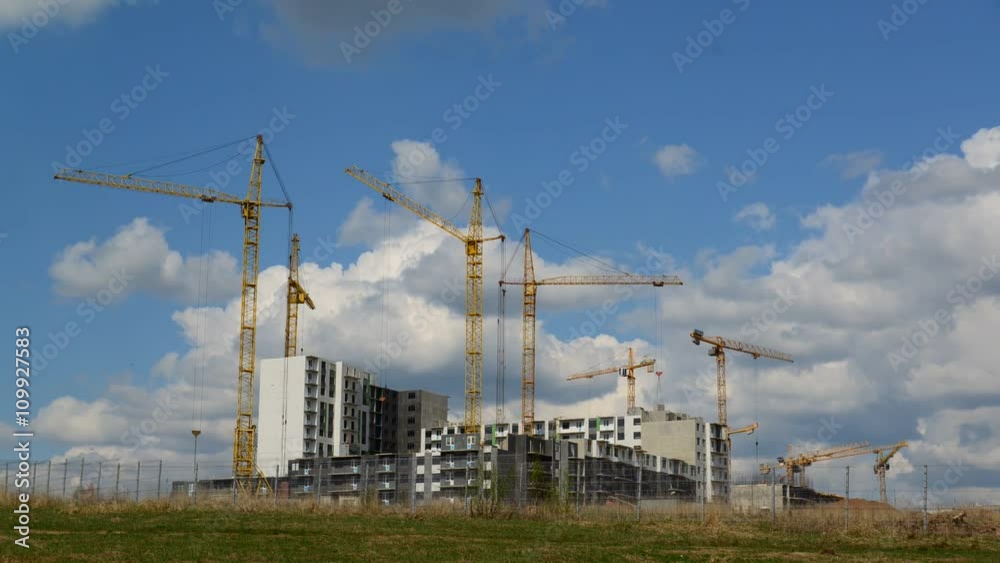 Construction multistorey apartment houses, taymlapse Construction multistorey apartment houses, taymlapse
