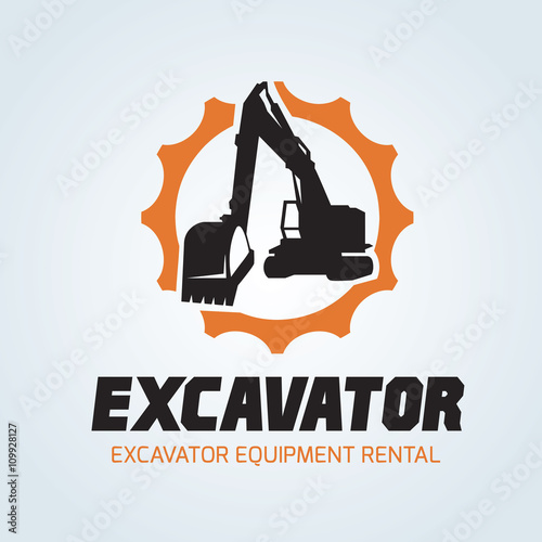 Excavator logo. Vector logo template.