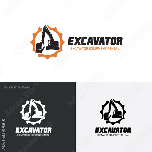 Excavator logo. Vector logo template.