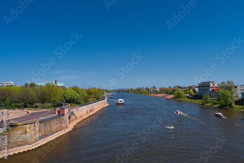 View on Magdeburg city center and downtown in Spring, Magdeburg,
