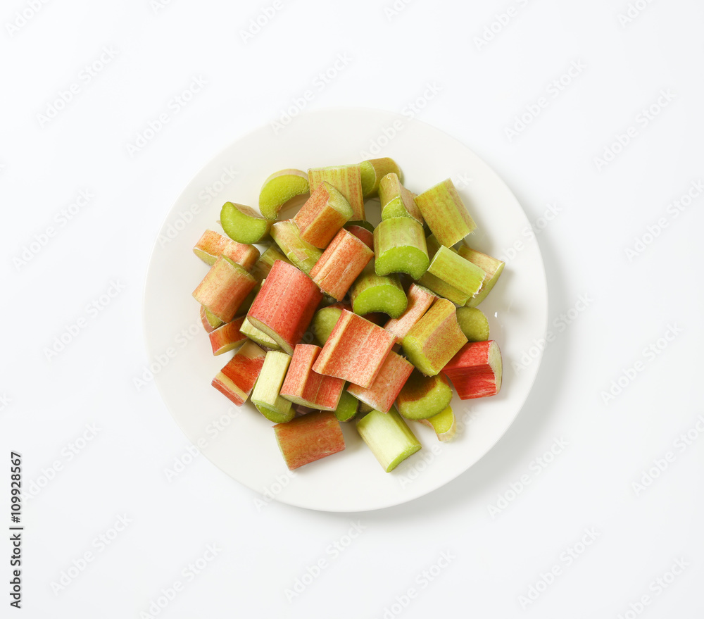 sliced raw rhubarb sliced raw rhubarb