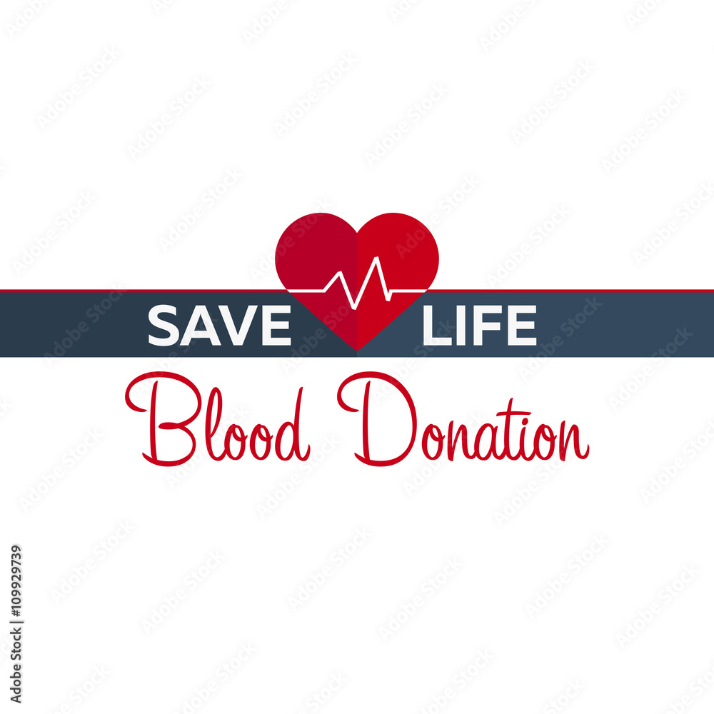 A blood donation. Heart and pulse. Line life. Illustration Save Life