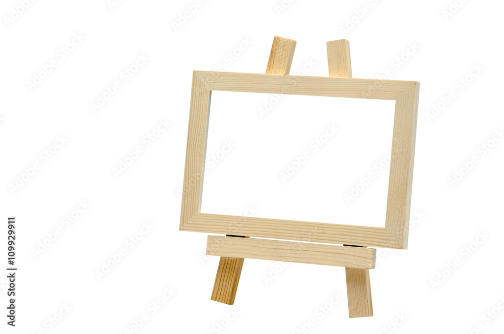 Wooden mini blackboard.isolated on white, with clipping path, copy space for your copy text 