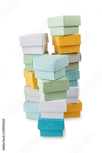 Multicolored boxes on a whi...