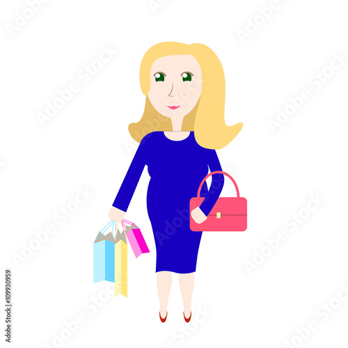 Pregnant woman shopping vector illustration