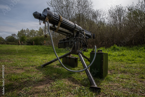 World war 1  Vickers .303 medium machine gun - fortress wales  multi-period re-enactment event at caldecot castle photo