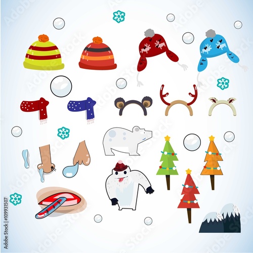 winter element. icon set . cold weather concept- vector