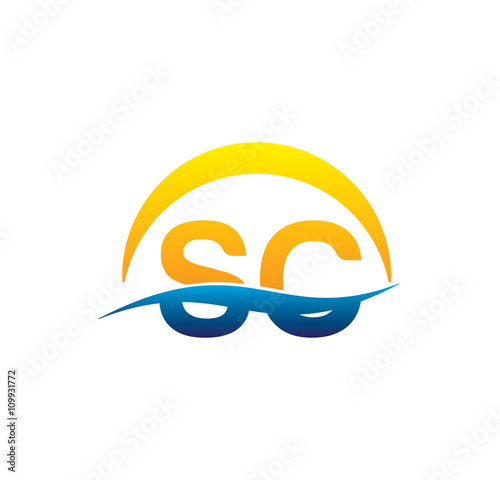 sc initial logo with waving swoosh