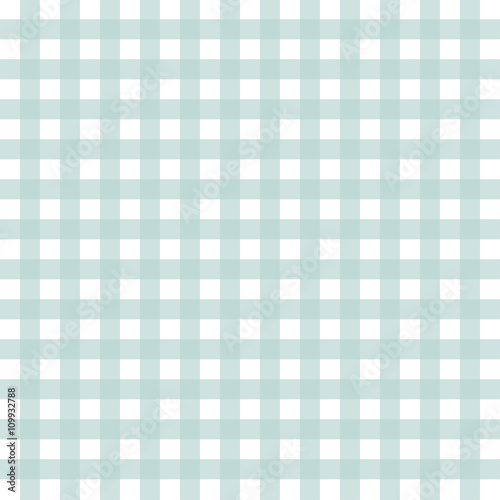 Green and white checked tablecloth