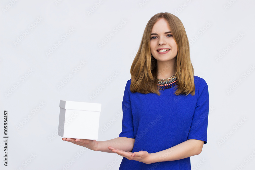 Portrait of woman in blue dress