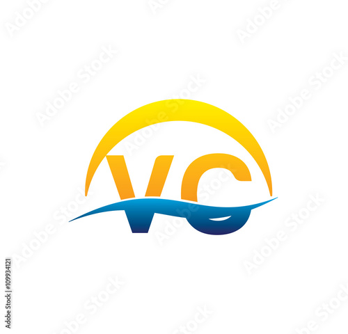 vc initial logo with waving swoosh