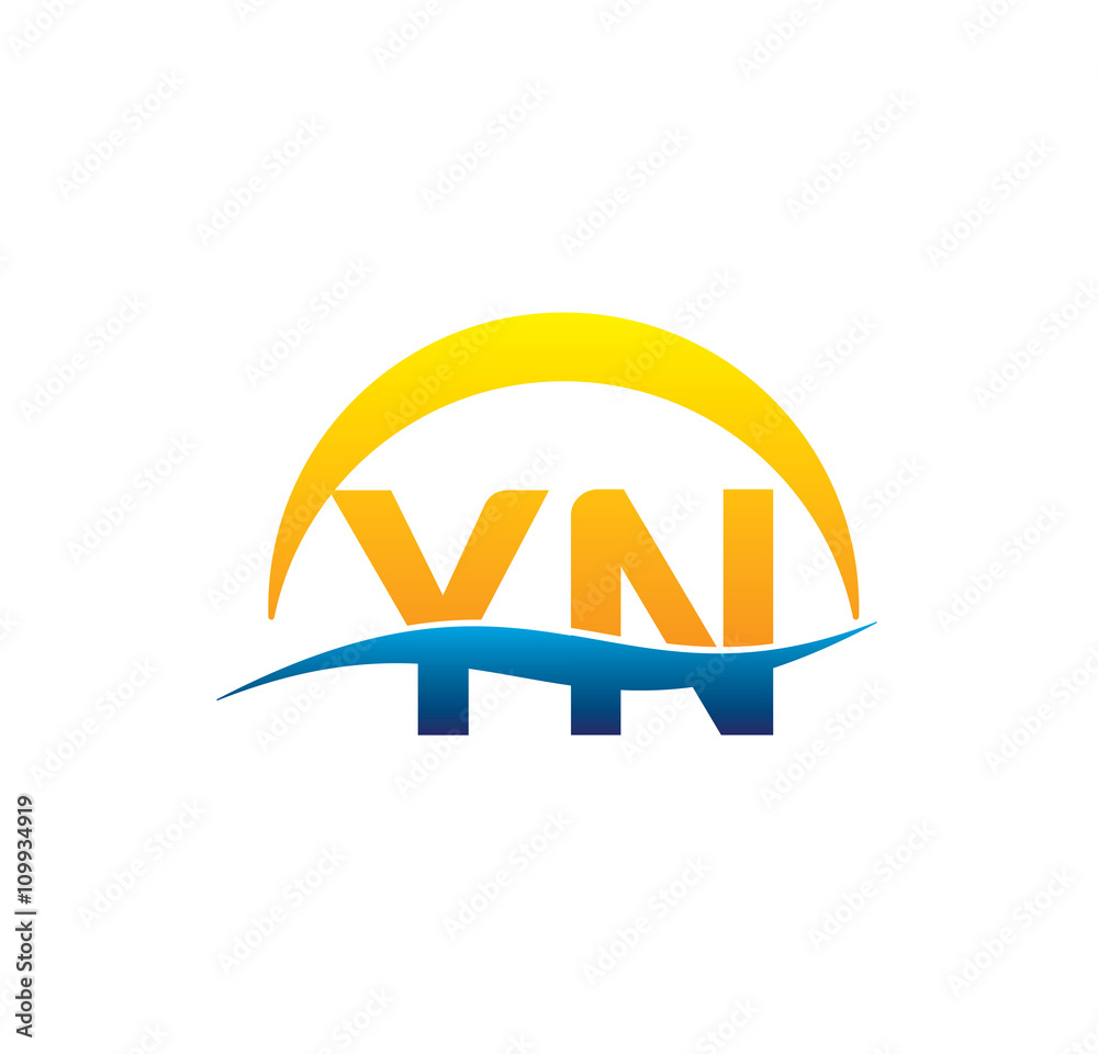 Obraz premium yn initial logo with waving swoosh