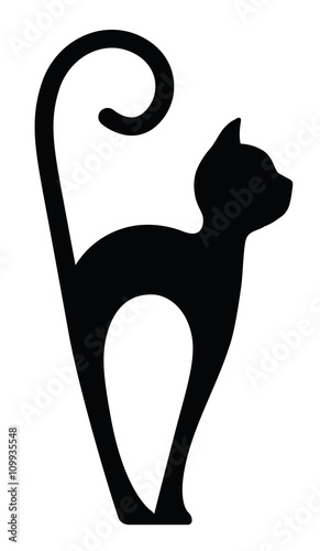 Symbolic Silhouette of a Cat isolated on white