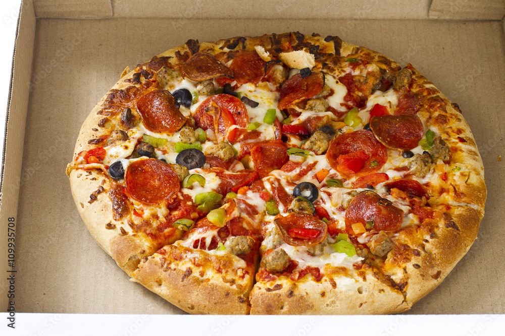 pizza on box