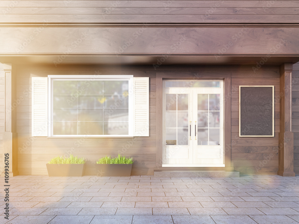 Obraz premium Cafe exterior with chalkboard toning