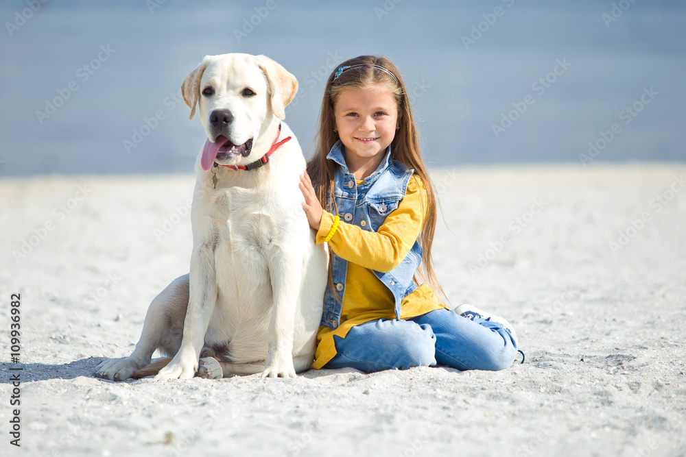Kid with labrador 