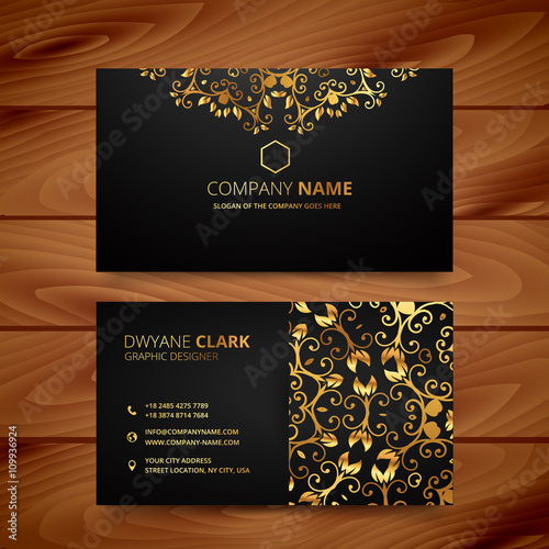 stylish golden premium luxury business card template design