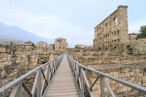ancient Roman theatre ruins of Aosta, Italy