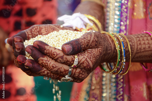 A Indian Bride Perfoming indian Rituals For Her Wedding
