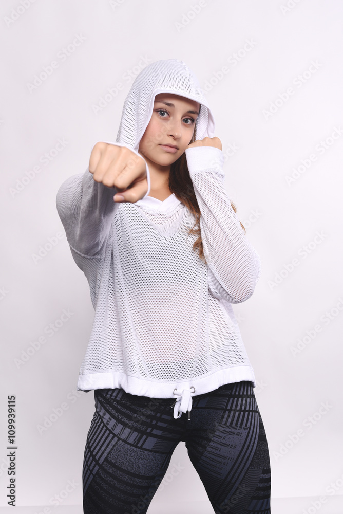 Portrait of beautiful and athlete young woman. Portrait of beautiful and athlete young woman.