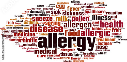 Allergy word cloud concept. Vector illustration