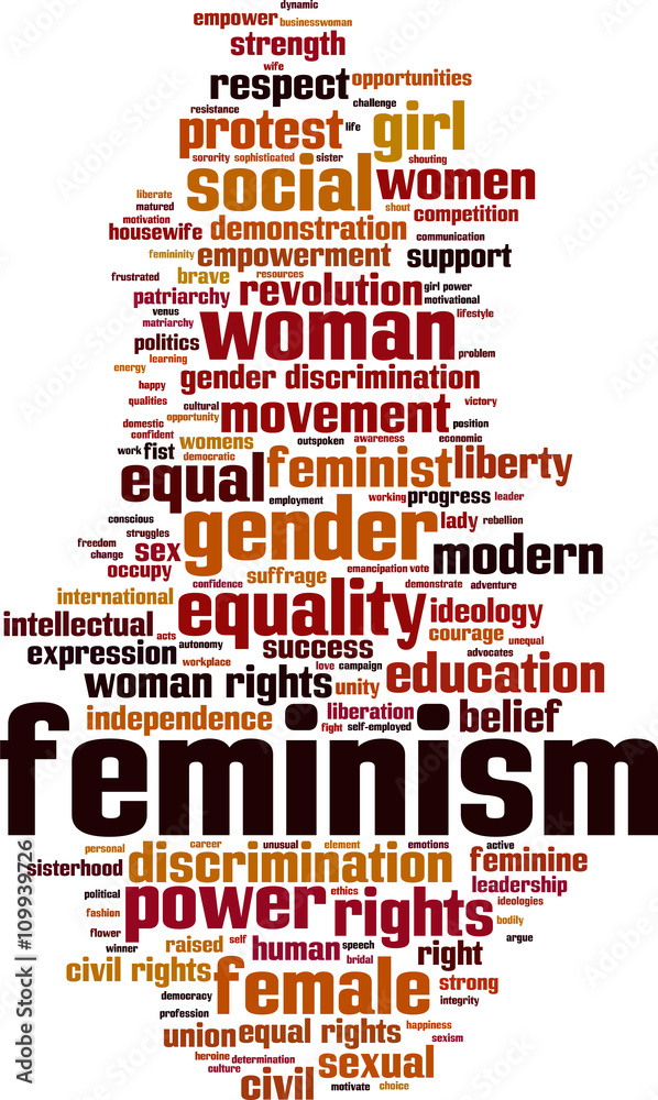 Obraz premium Feminism word cloud concept. Vector illustration