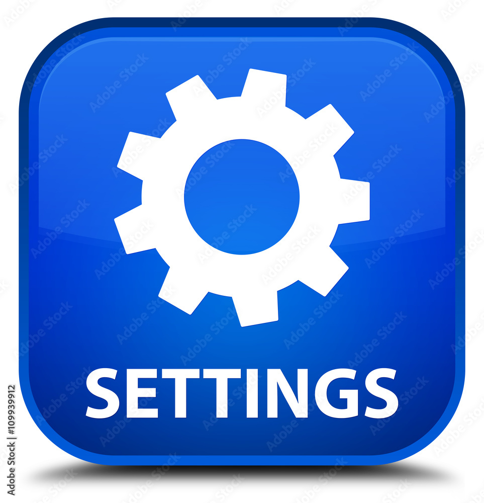 Settings blue square button Settings blue square button