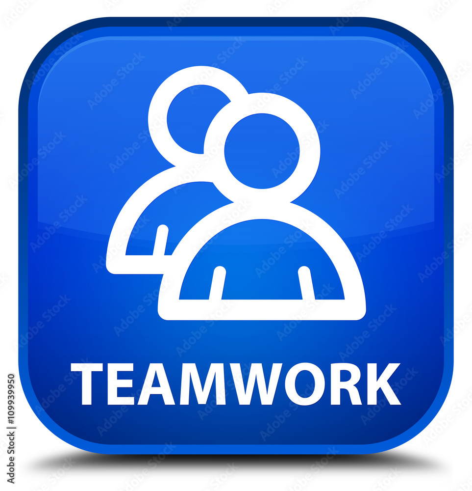 Teamwork (group icon) blue square button Teamwork (group icon) blue square button