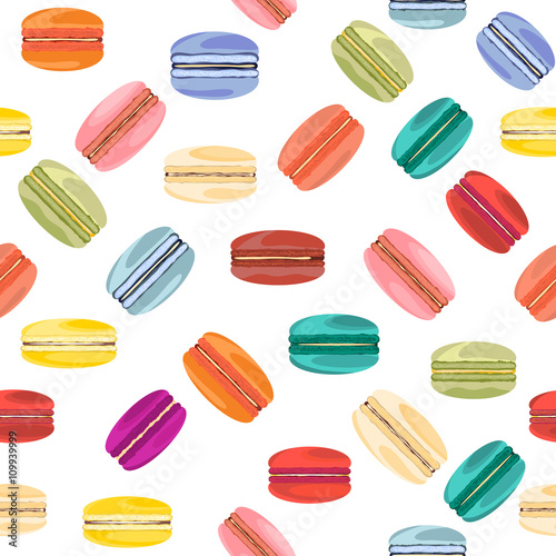Seamless pattern with french sweet macaroons.Vector background .