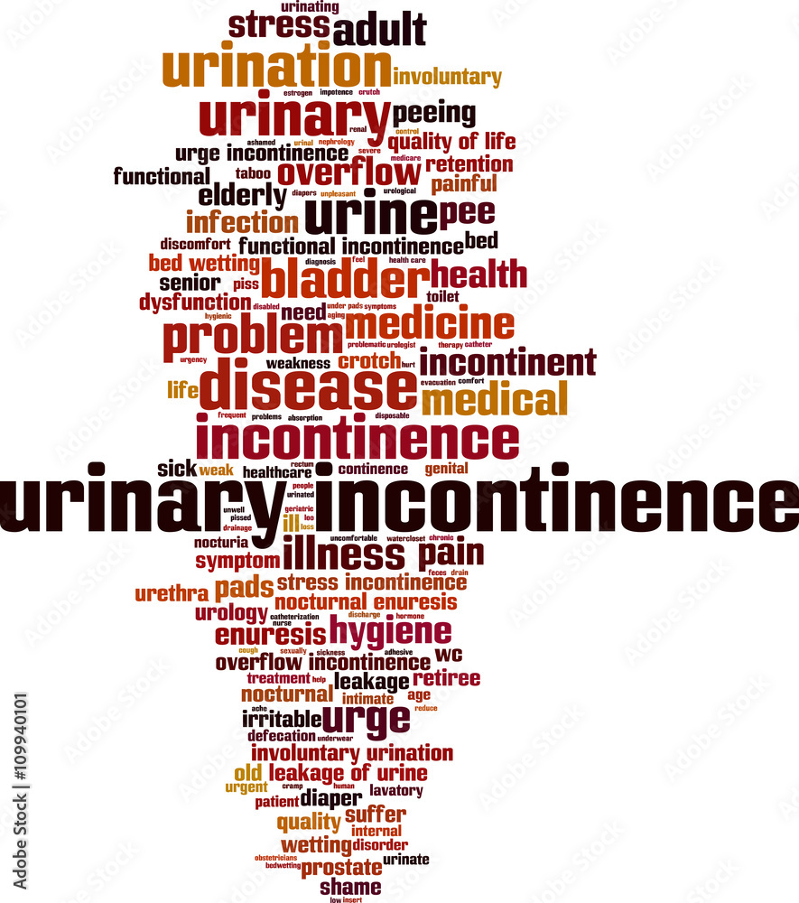 Urinary incontinence word cloud concept. Vector illustration