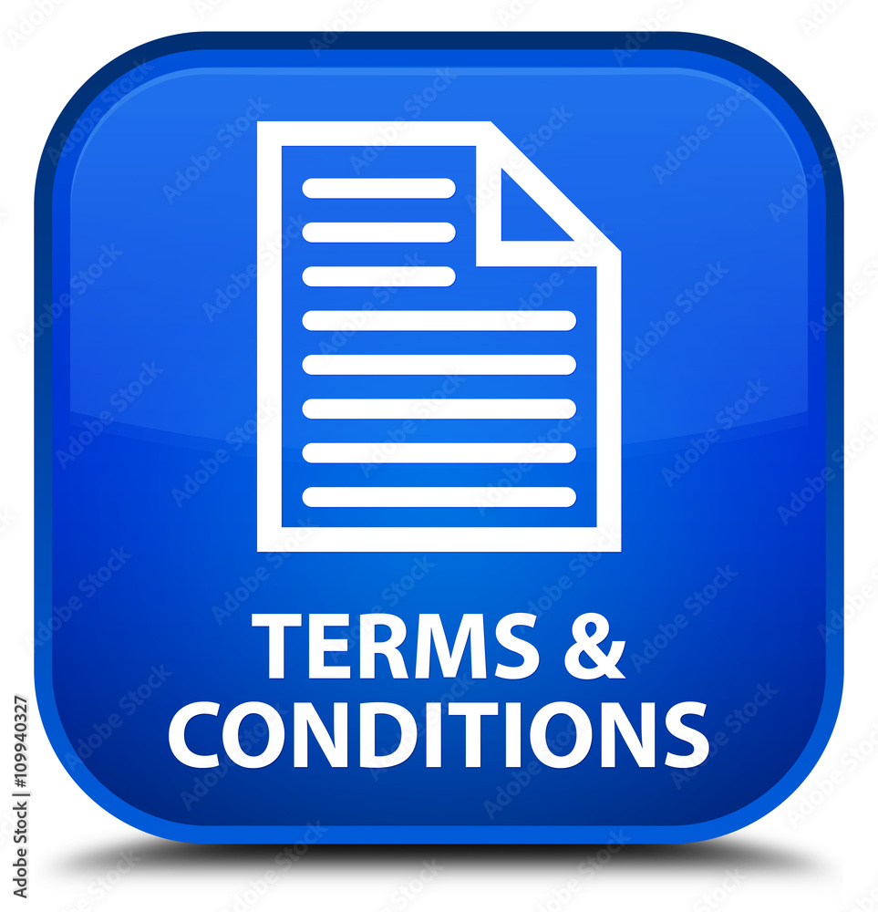 Terms and conditions (page icon) blue square button Terms and conditions (page icon) blue square button