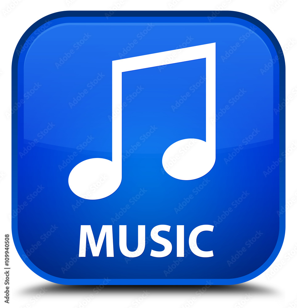Music (tune icon) blue square button Music (tune icon) blue square button