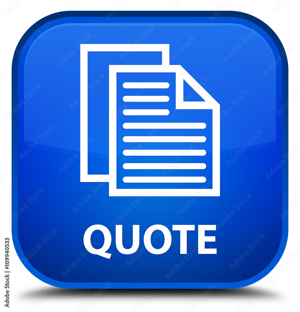 Quote (document pages icon) blue square button Quote (document pages icon) blue square button