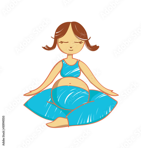 meditating mother - vector illustration