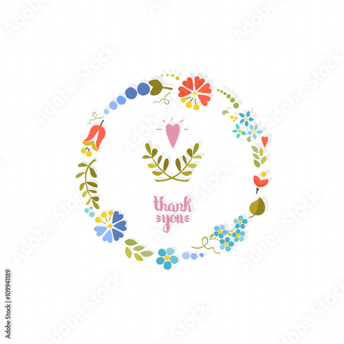 Cute floral wreath on white background. Vector .Wreath