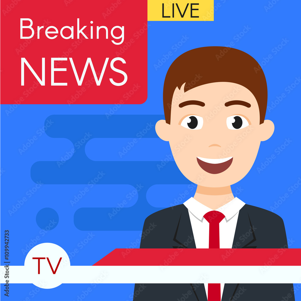 Vector illustration of smiling news journalist anchorman. Vector illustration of smiling news journalist anchorman.