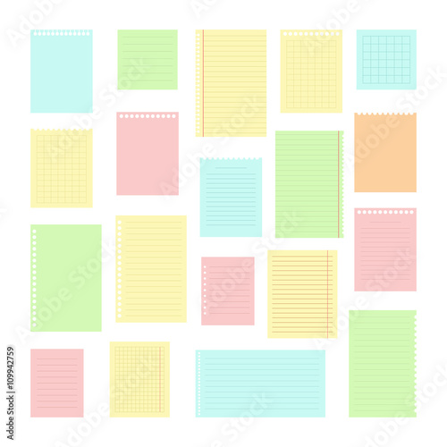 Collection of various note papers for your message. Set of diffe