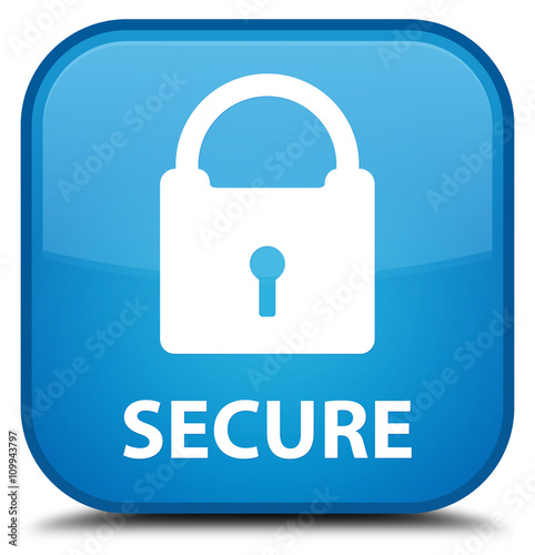 Secure (padlock icon) cyan blue square button