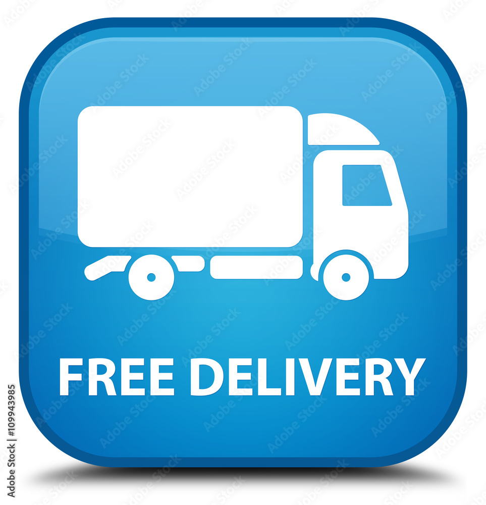 Free delivery cyan blue square button Free delivery cyan blue square button
