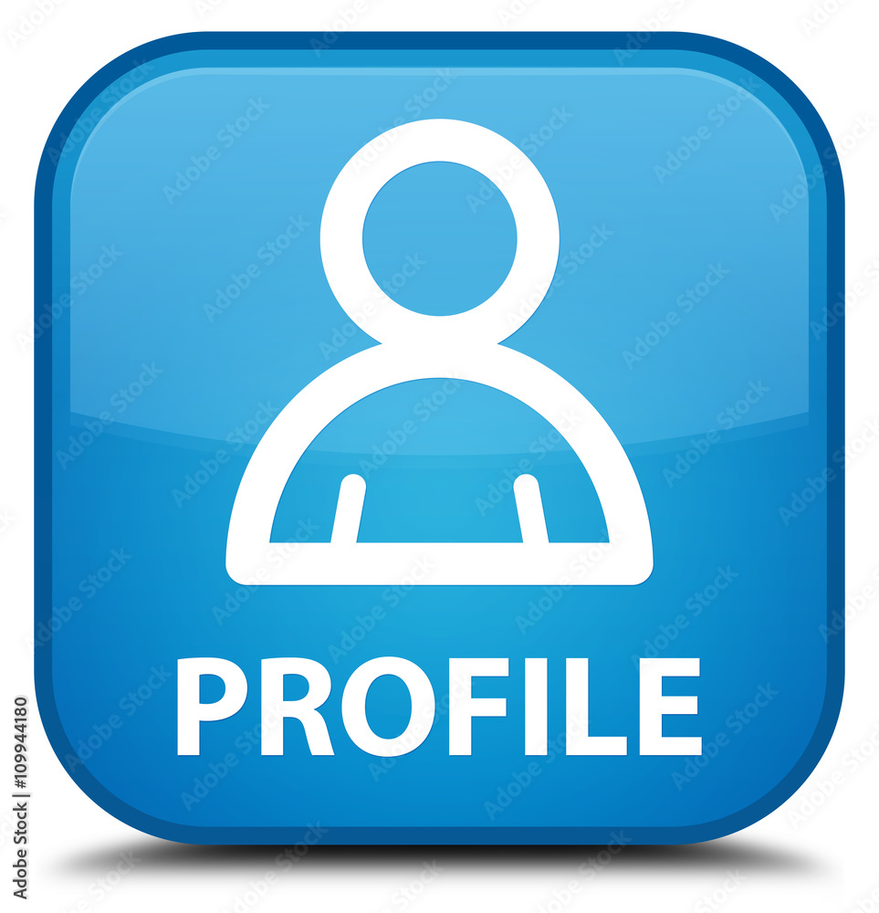 Profile (member icon) cyan blue square button Profile (member icon) cyan blue square button