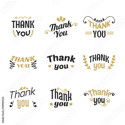 Set of Thank you labels, emblems, stickers or badges. Decoration