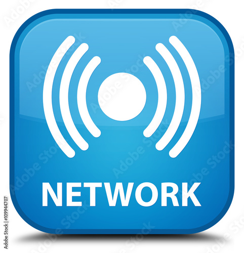 Network (signal icon) cyan blue square button