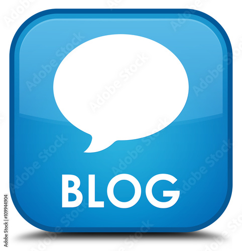 Blog (conversation icon) cyan blue square button