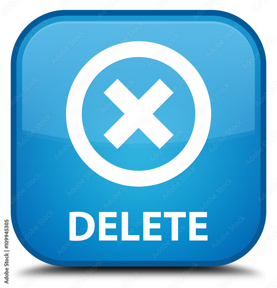 Fototapeta premium Delete cyan blue square button