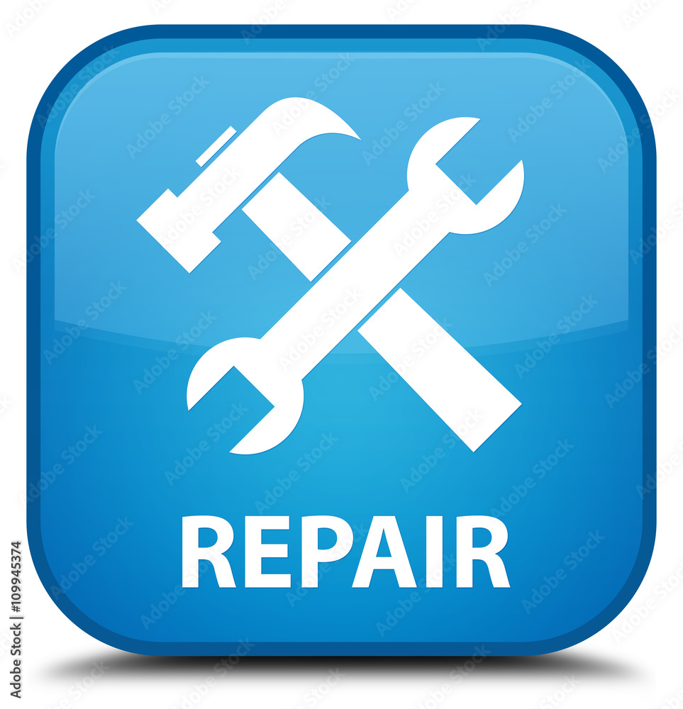 Repair (tools icon) cyan blue square button Repair (tools icon) cyan blue square button