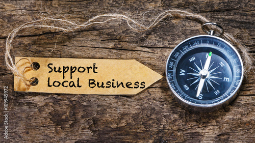 Support local business - business tips handwriting on label with photo