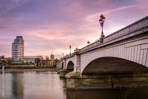 Photography Putney bridge is connecting Fulham to Putney across the river Thames, is the only bridge in britain to have a church at each end, St