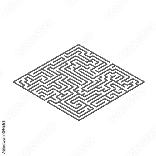 Black square labyrinth in isometric view on white