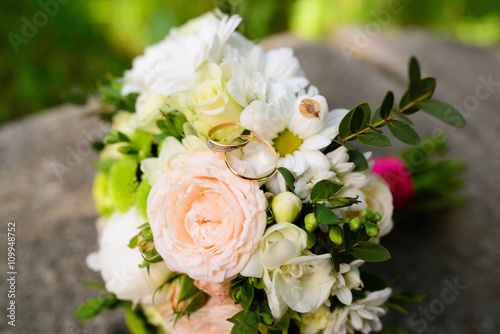 beautiful colorful wedding bouquet for the bride. Wedding accessories. © Aleksei Zakharov